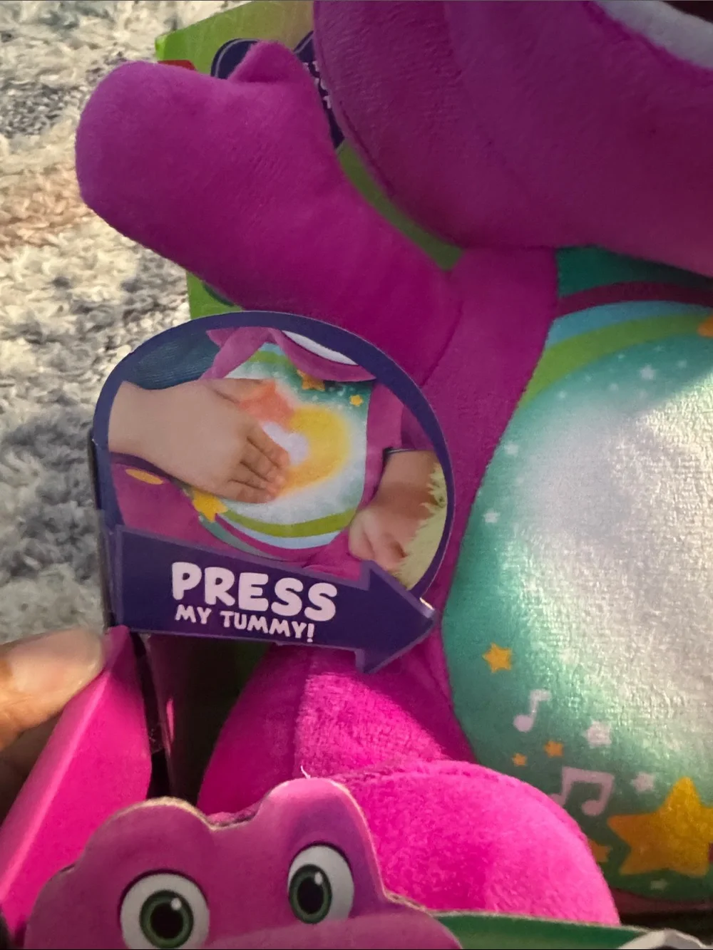 Fisher-Price  Barney Heart Glow Singing Plush - Purple and Green Block Figure